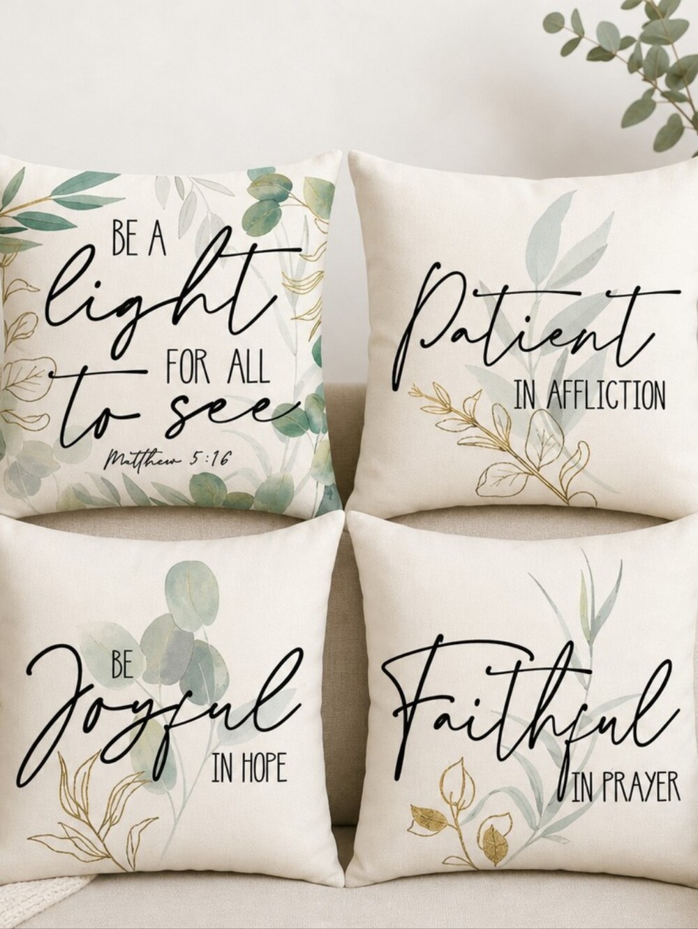 4 Piece Farmhouse Style Pillow Covers. No Inserts Included.